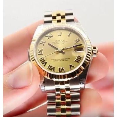 Fluted Bezel Ss Gold Midsize