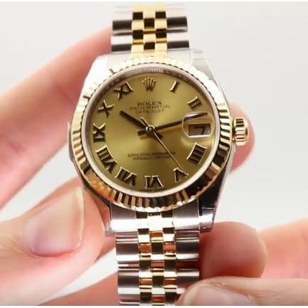 Fluted Bezel Ss Gold Midsize