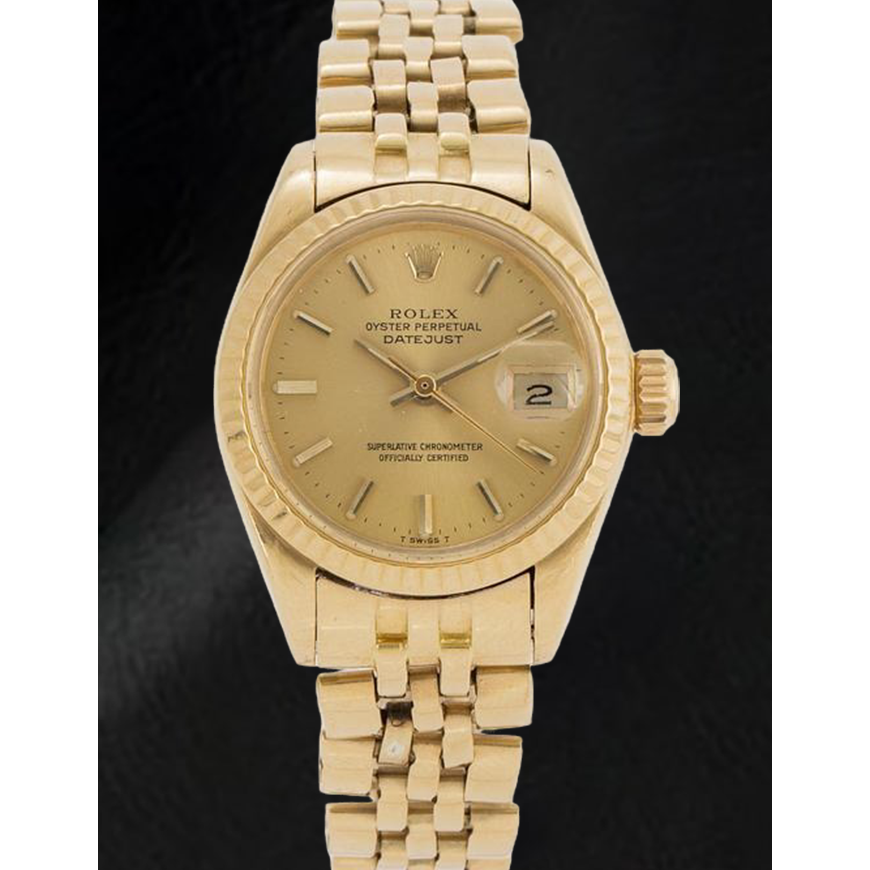 Rolex Datejust 26 mm Champagne Stick Dial Yellow Gold Ladies Watch