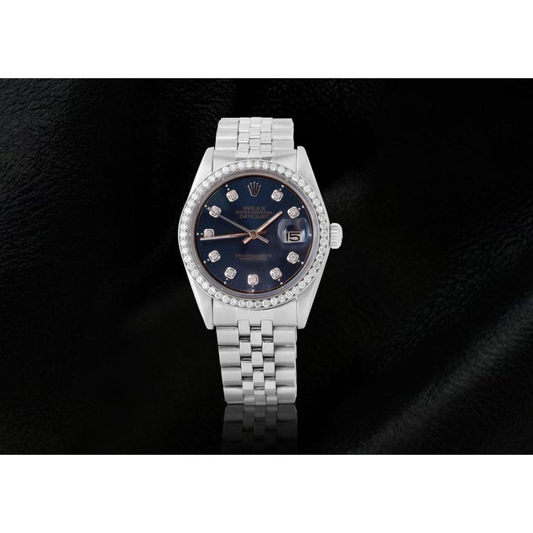 Blue Diamond Dial Bezel Watch Jubilee