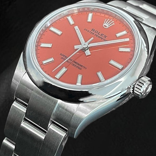 Rolex Oyster Perpetual 31 Red Luminous Stainless Steel Watch
