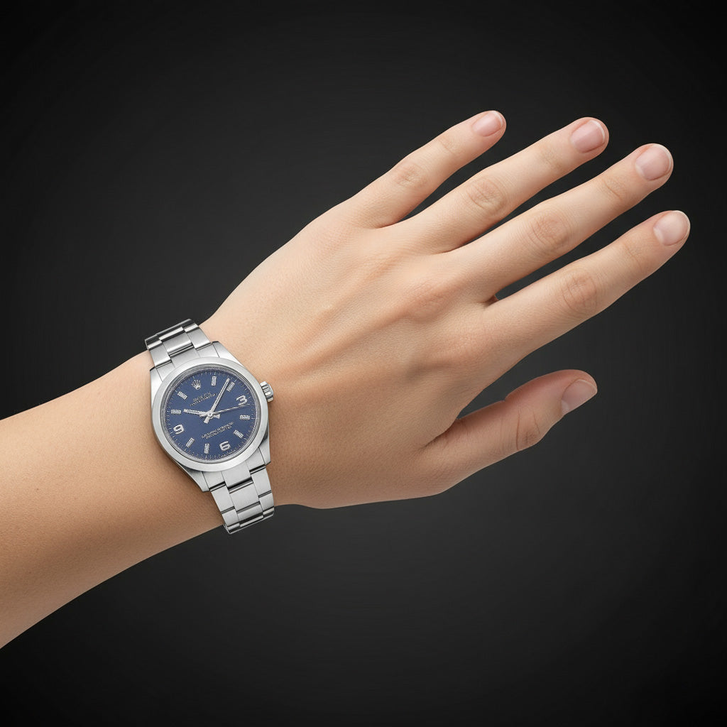 Rolex 31mm Stainless Steel Blue Arabic Dial Watch P3