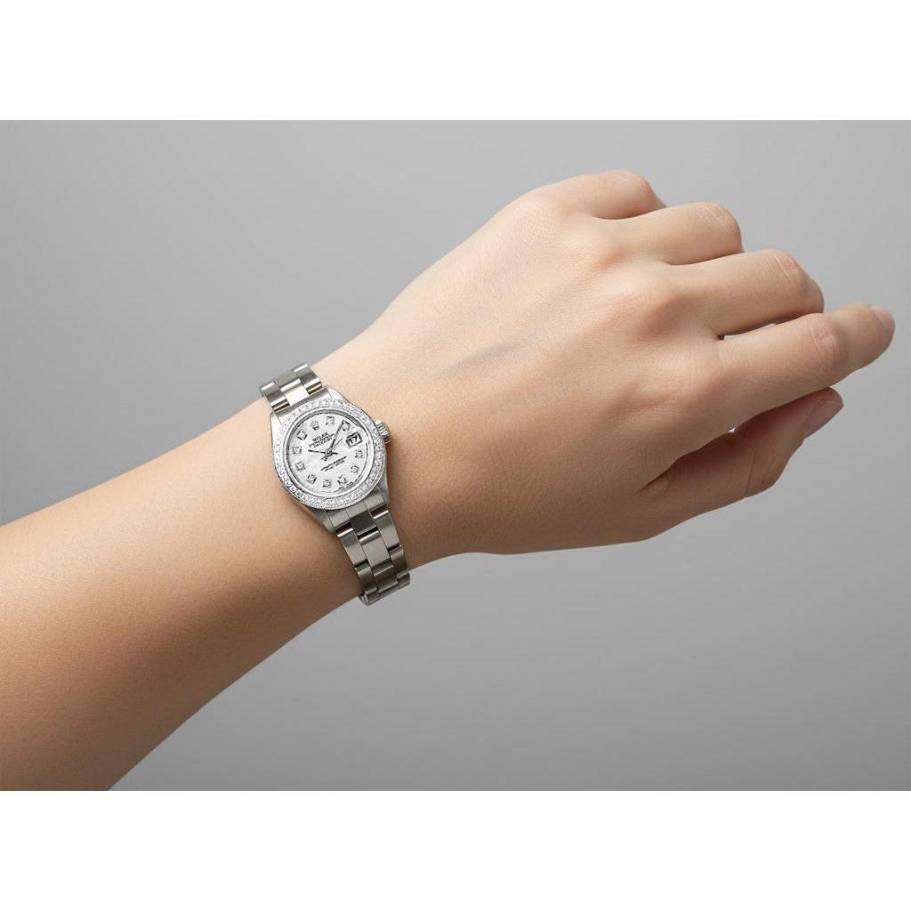 Rolex 69160 Oyster Perpetual Lady Datejust 26mm MOP Diamond Dial SS watch P4