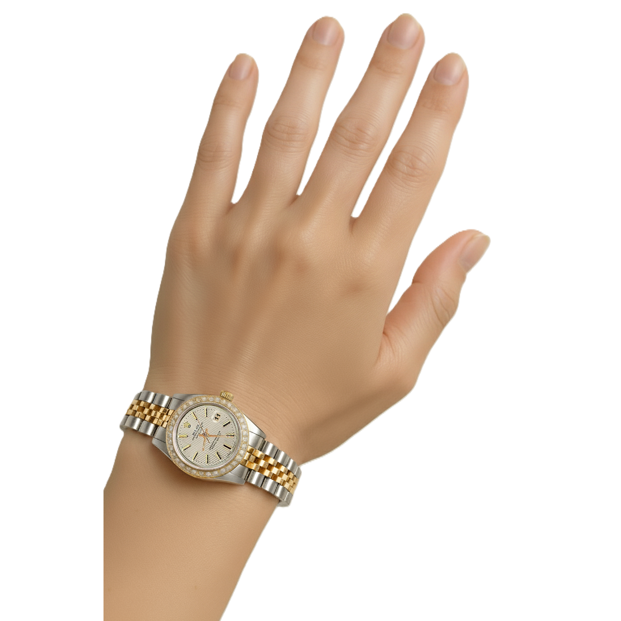 Rolex Date Just Lady Watch Champagne Stick Dial Ss & Yellow Gold P2