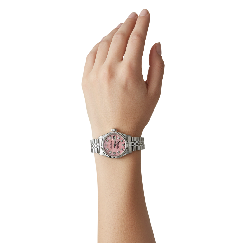 Rolex Datejust 26 mm Pink Mother Of Pearl Diamond Dial Stainless Steel Watch