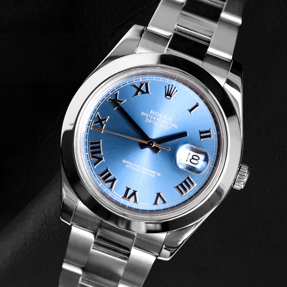 Rolex Datejust 41 mm Blue Roman Dial Stainless Steel Oyster Bracelet Watch