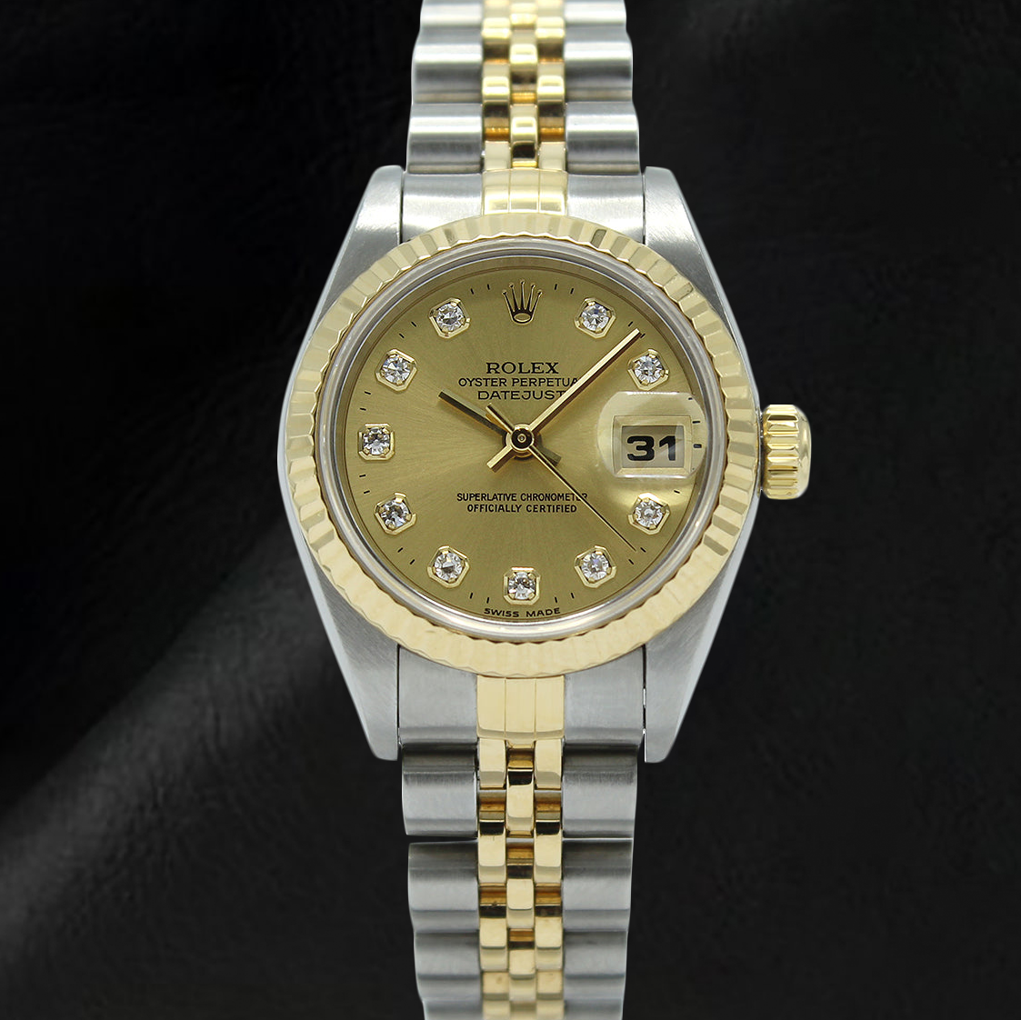 Rolex Datejust Champagne Diamond Dial 26 mm Year 2001 Two Tone Watch