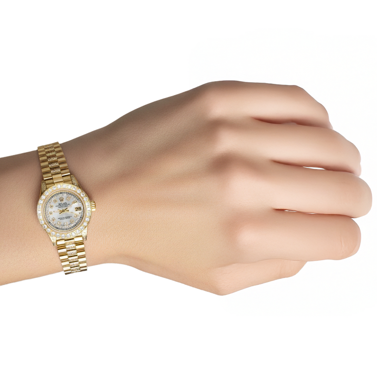 Rolex Datejust Iced Out Diamond Lady Watch Yellow Gold Bracelet P2