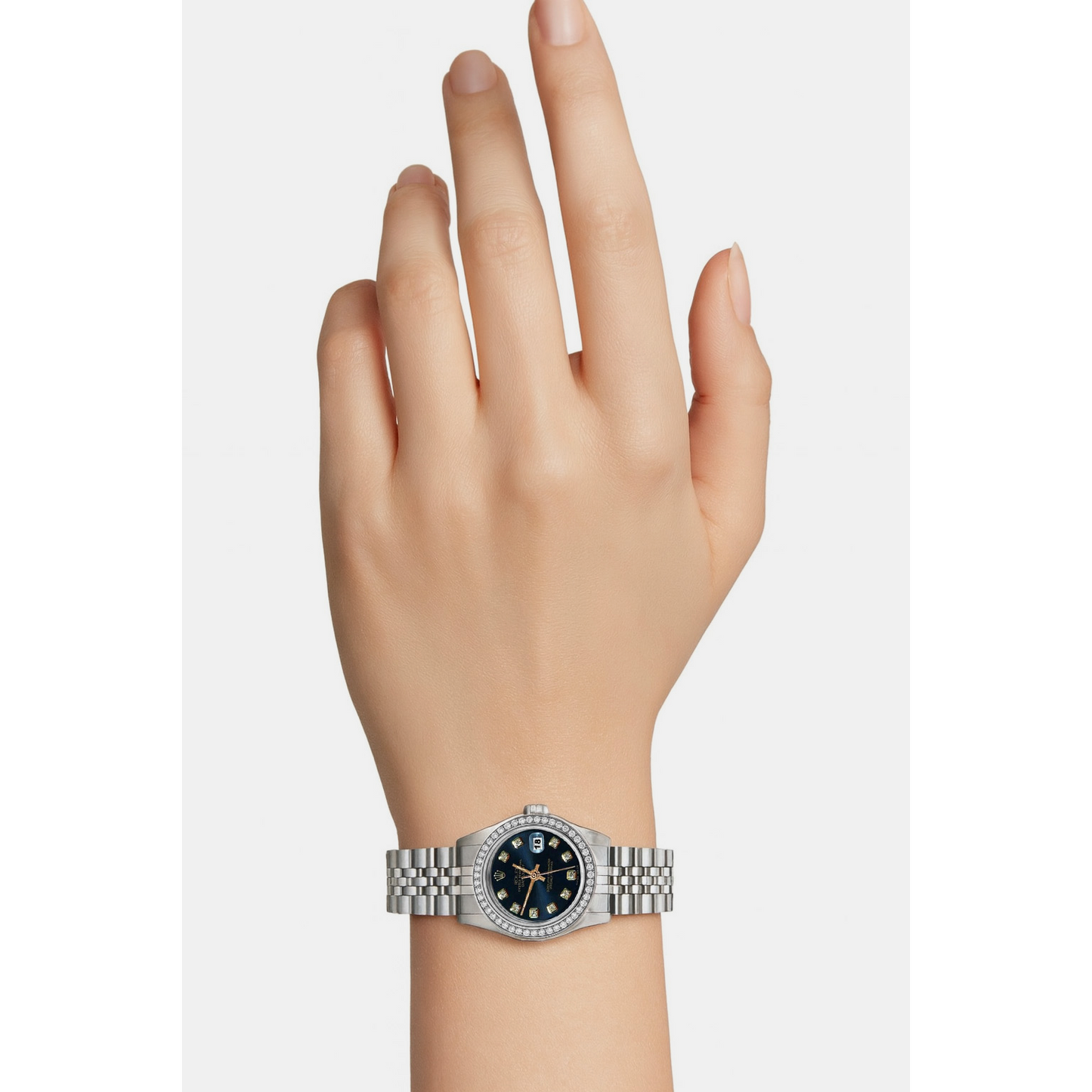 Rolex Datejust Ladies Watch Black Dial Bezel Ss Jubilee Bracelet P2
