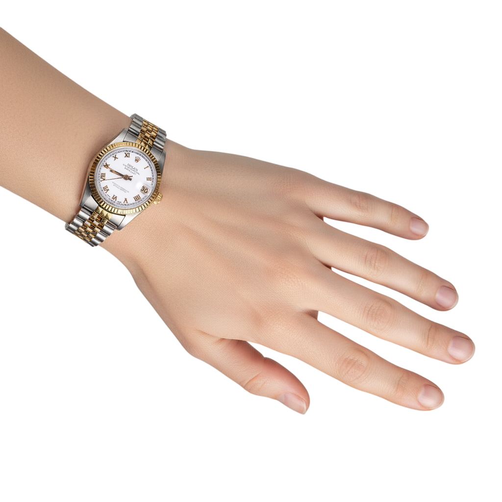 Rolex Datejust Midsize Watch Roman Dial Fluted Bezel Two Tone Jubile P2