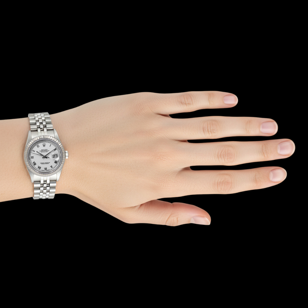 Rolex Datejust Midsize Watch White Roman Dial Stainless Steel P6