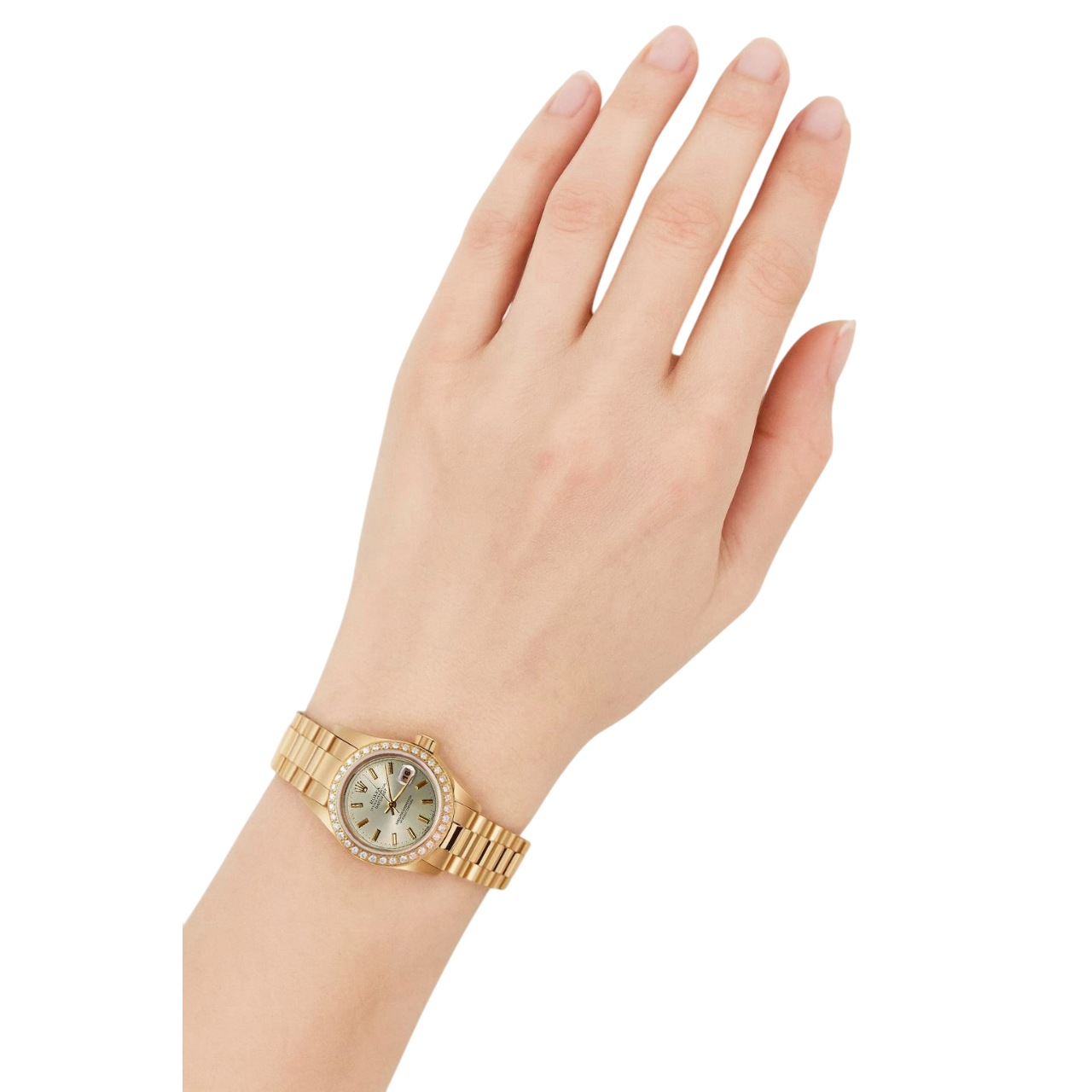 Rolex Datejust President Style Watch Ivory Color Diamond Bezel P1