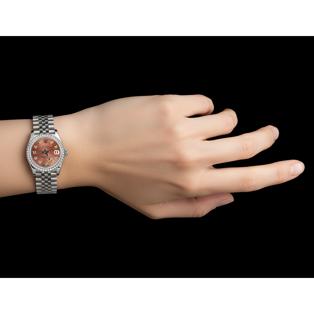 Rolex Datejust Salmon Diamond Dial Bezel 31mm Stainless Steel Watch P7