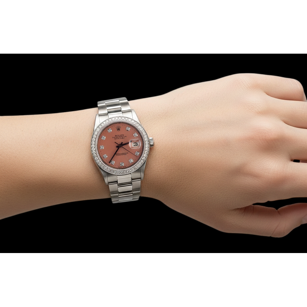 Rolex Datejust Ss Oyster Bracelet Diamond Bezel Dial Watch QUICK SET P1