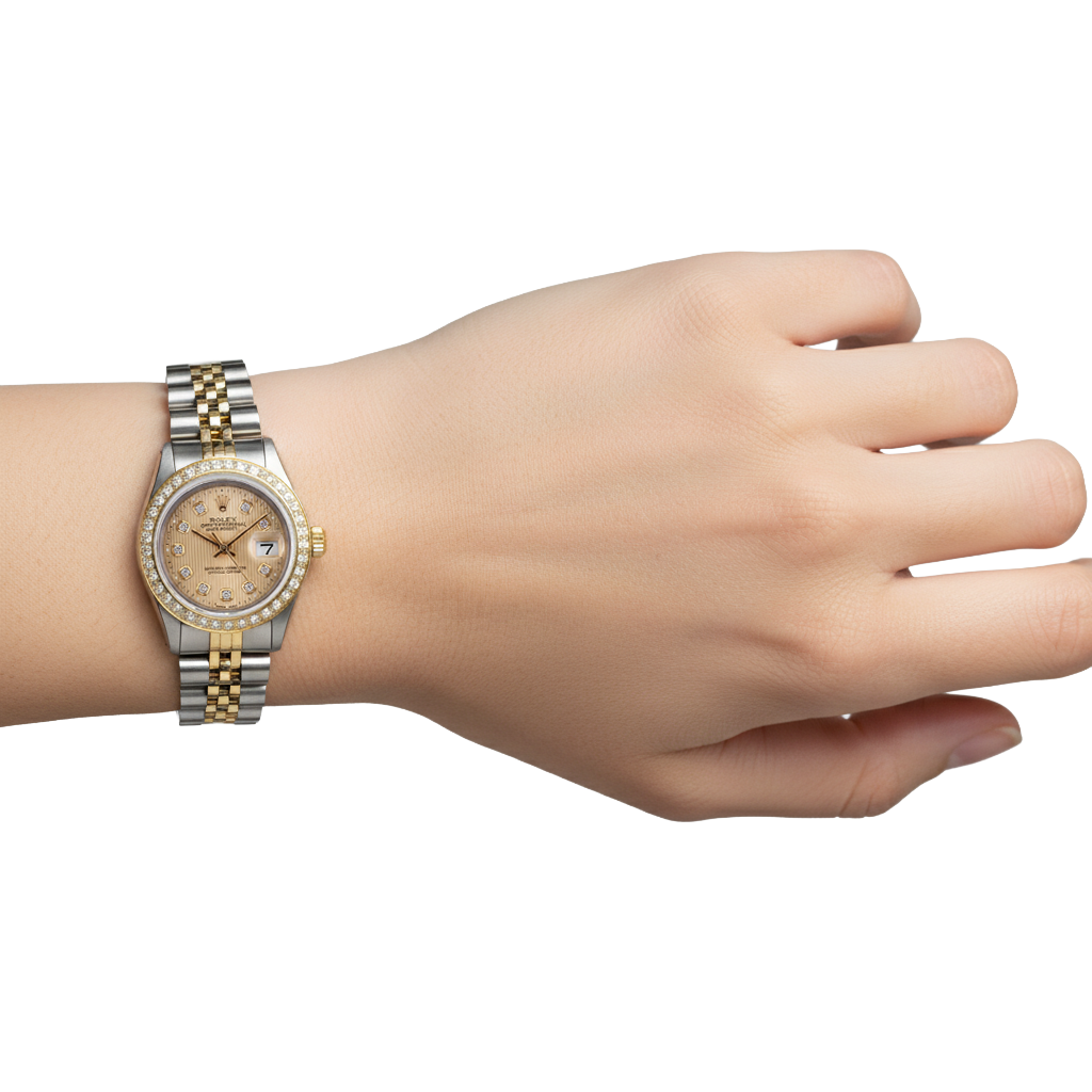 Rolex Datejust Tapestry Diamond Dial Bezel Ladies Watch Ss & Gold P2