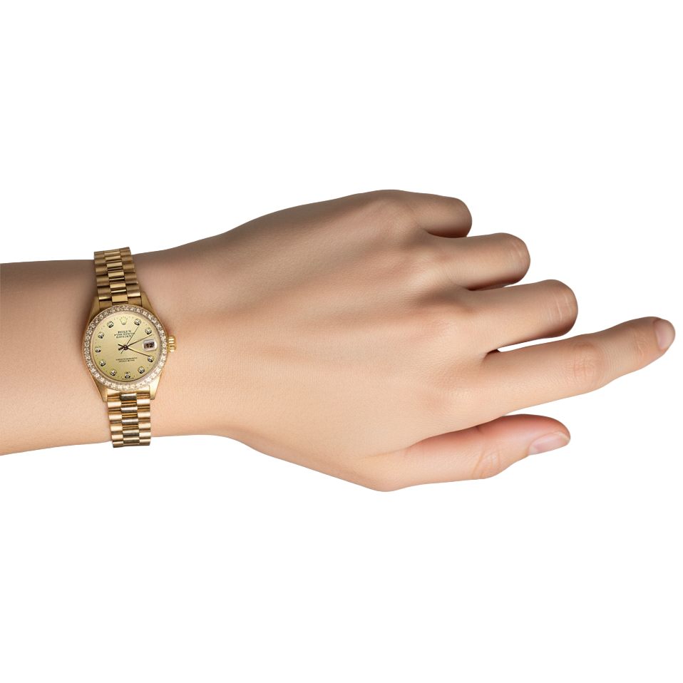 Rolex Dj President Style Watch Gold Champagne Diamond Dial Bezel P2