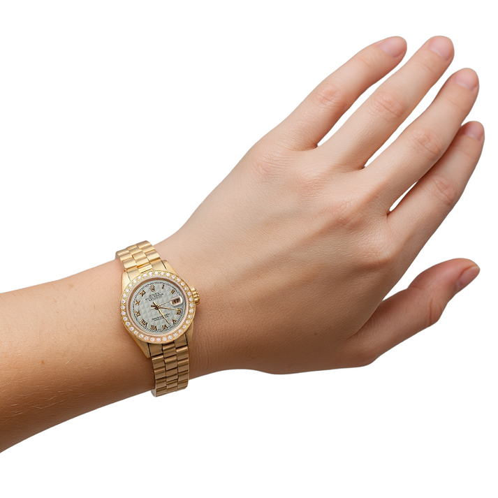 Rolex Dj Pyramid Roman Dial Diamond Bezel Watch President Style G