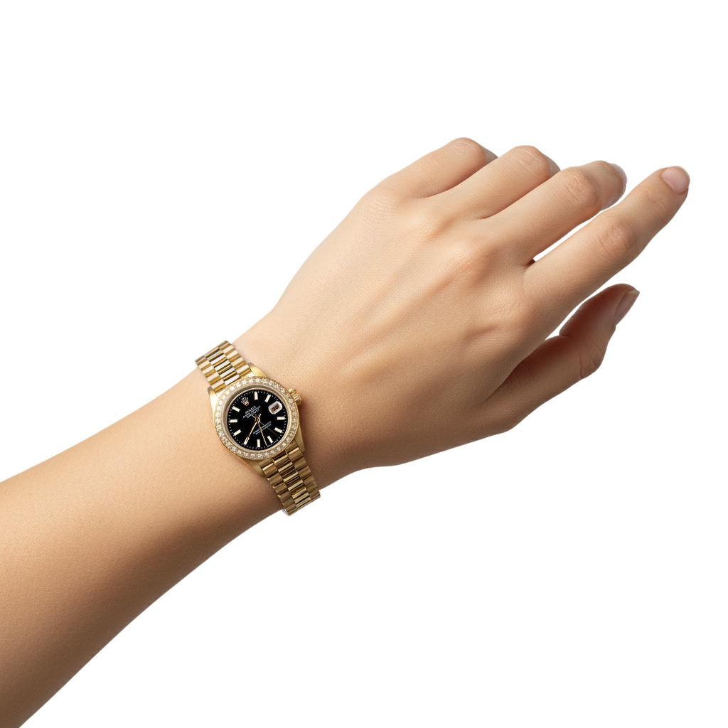 Rolex Dj Stick Dial Presidential Style Ladies Watch Diamond Bezel P2