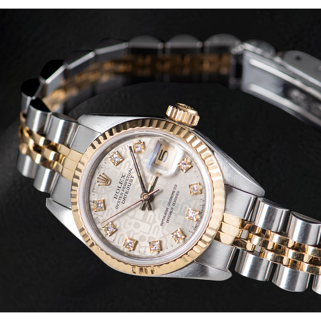 Rolex Lady Datejust 26 mm Silver Jubilee Diamond Dial Two Tone Watch