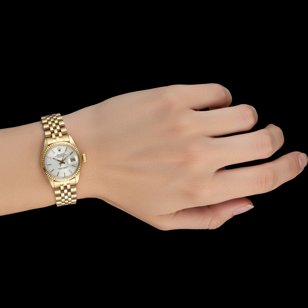 Rolex Lady Datejust White Stick Dial President Yellow Gold Watch P5