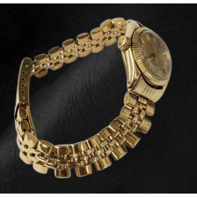 Rolex Oyster Prepetual 24 mm Champagne Stick Dial Yellow Gold Watch