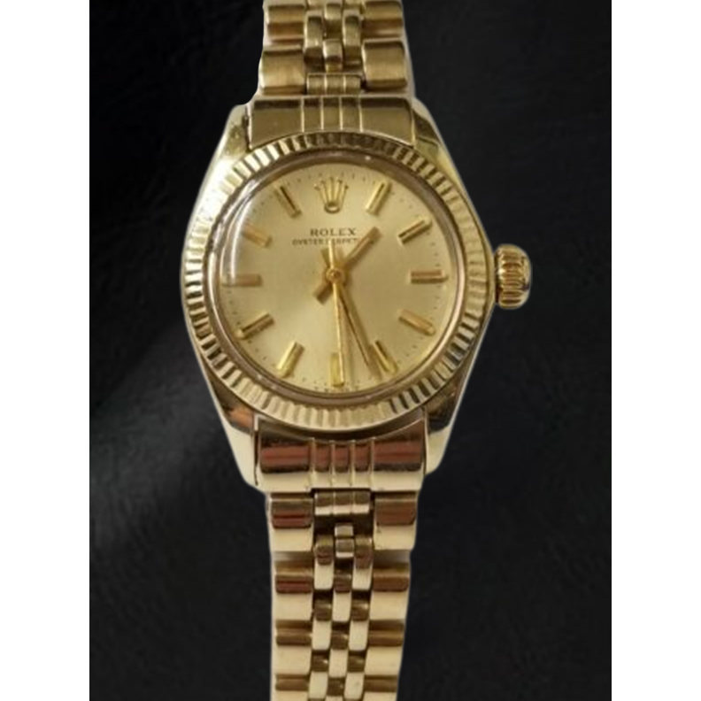 Rolex Oyster Prepetual 24 mm Champagne Stick Dial Yellow Gold Watch