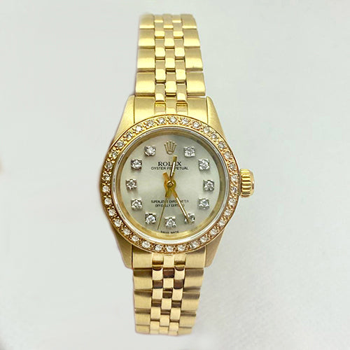 Rolex oyster perpetual gold diamond best sale