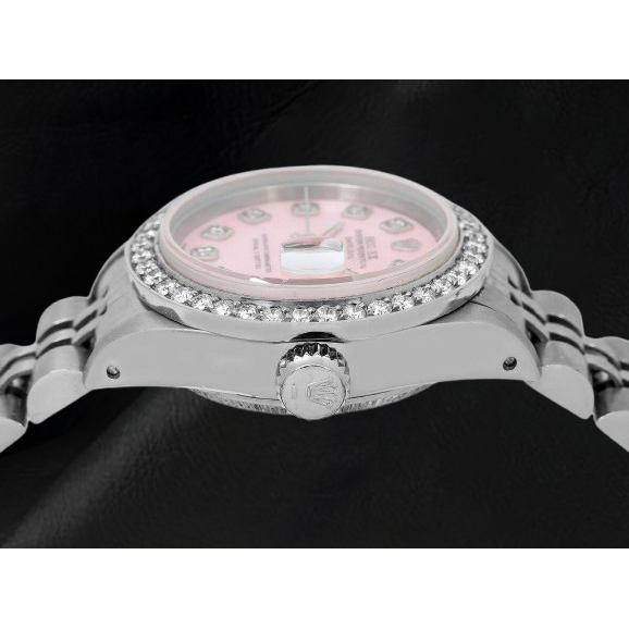 Rolex Datejust Ss Jubilee Bracelet Pink Mop Diamond Dial Ladies Watch