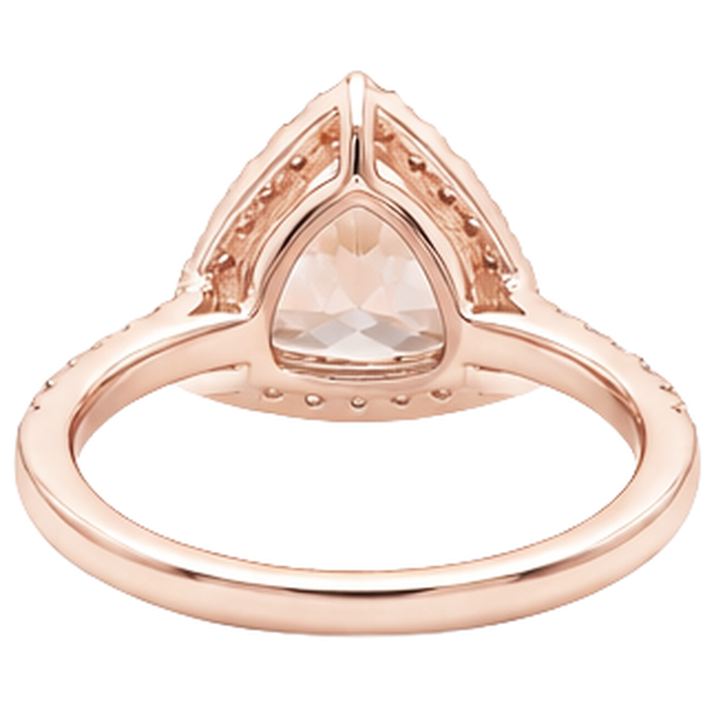 Rose Gold 14K 16.75 Ct Trillion Morganite And Round Natural Earth Mined Diamond ( Not Lab Grown )s Ring