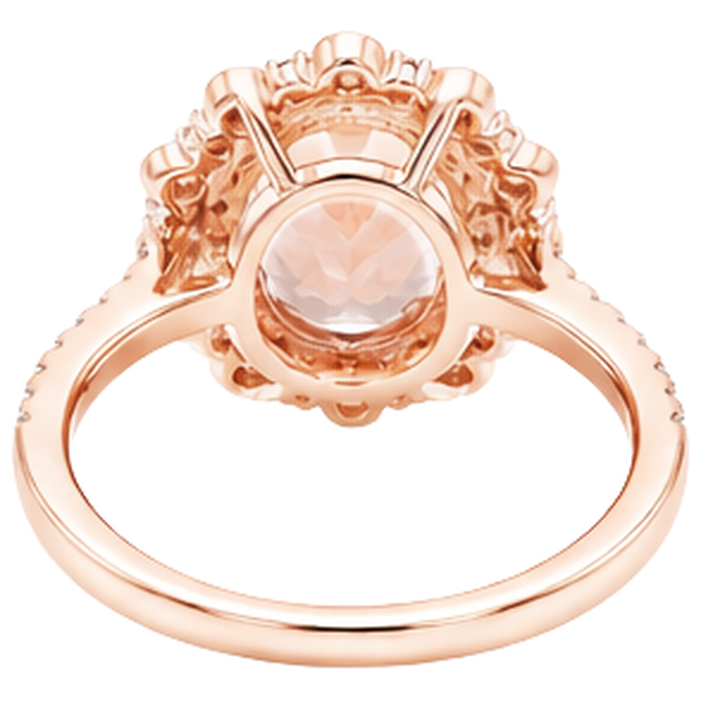 Rose Gold 14K 18 Ct Morganite With Natural Earth Mined Diamond ( Not Lab Grown )s Wedding Ring New