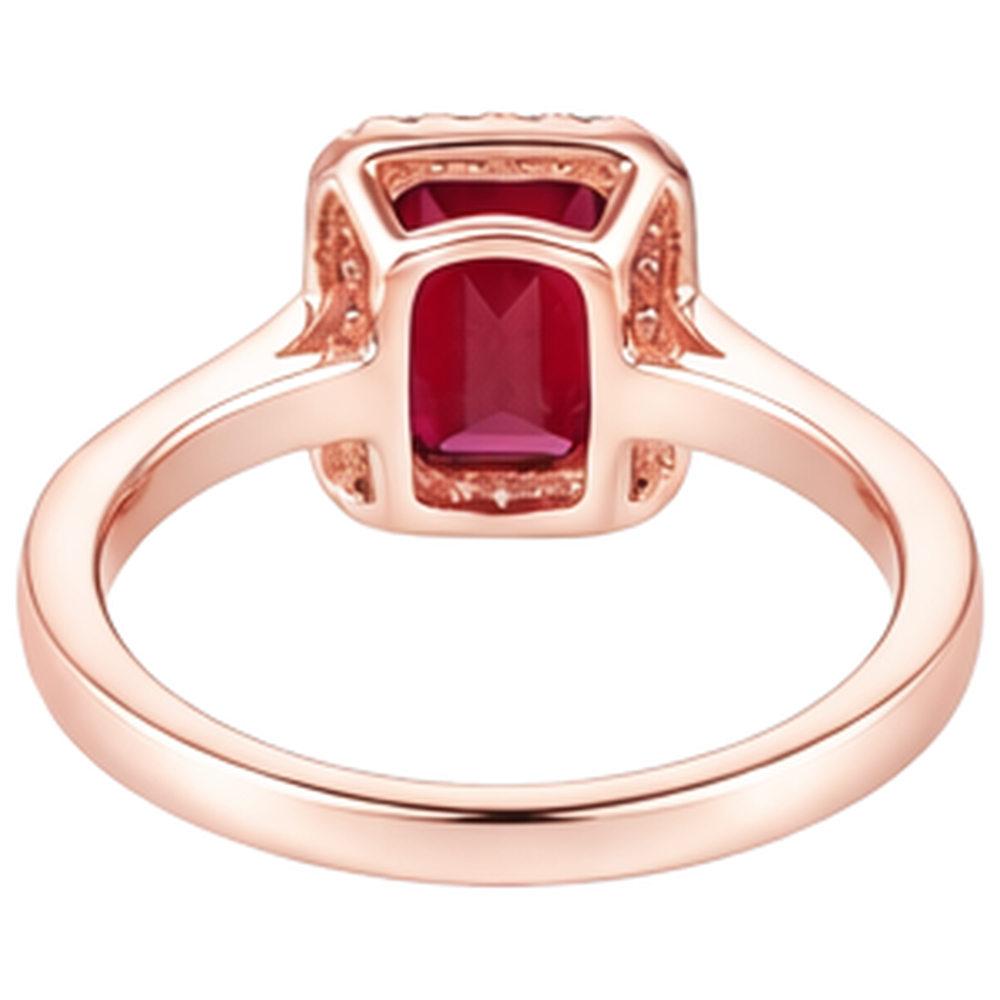 Rose Gold 14K Emerald Cut Red Ruby And Natural Earth Mined Diamond ( Not Lab Grown ) Wedding Ring 5 Ct