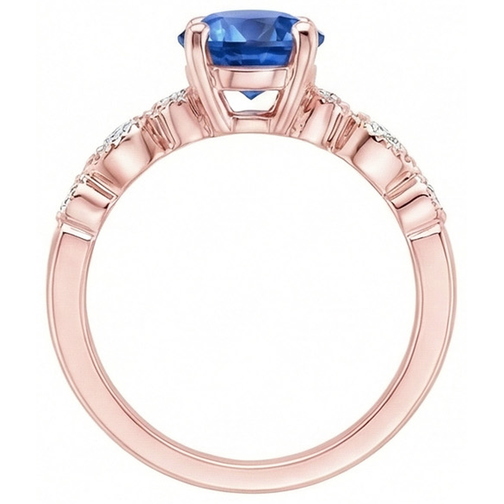 natural round sapphire 2.50ct ring on white background