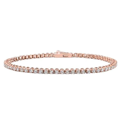 Rose Gold 4.55 Carats Round Cut Sparkling Genuine Diamonds Tennis Bracelet