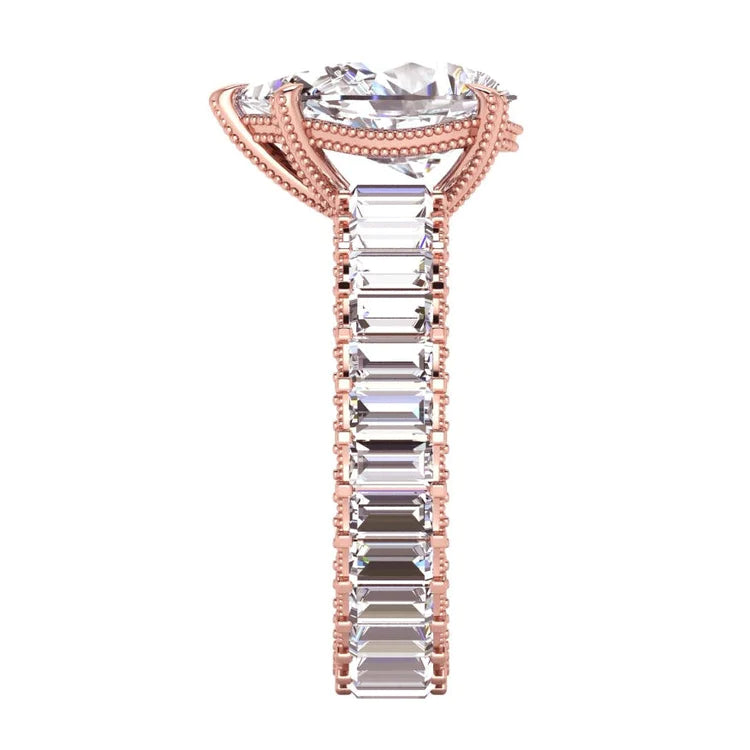 Rose Gold Pear Real Diamond Engagement Ring 5.85 Carats