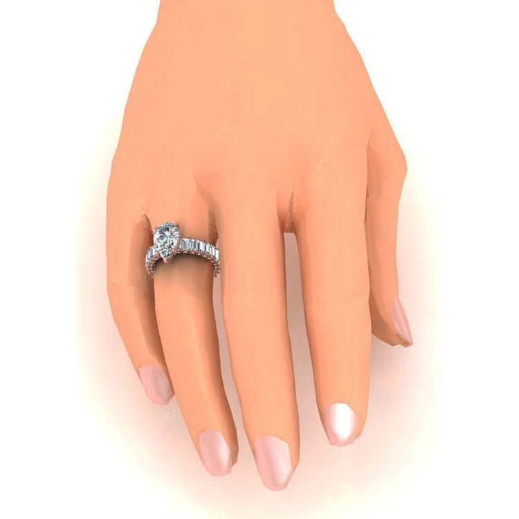 Rose Gold Pear Real Diamond Engagement Ring 5.85 Carats