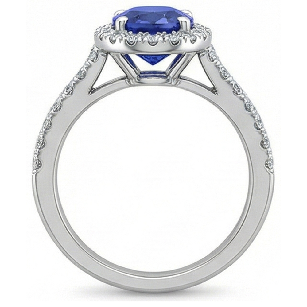 natural round sapphire 2.50ct ring profile view