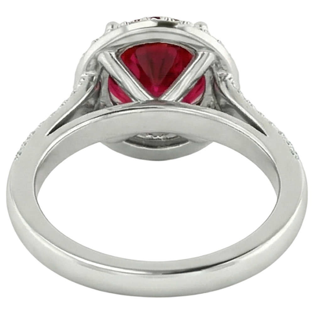Round 3.60 Carats Ruby And Natural Earth Mined Diamond ( Not Lab Grown )s Anniversary Ring 14K White Gold