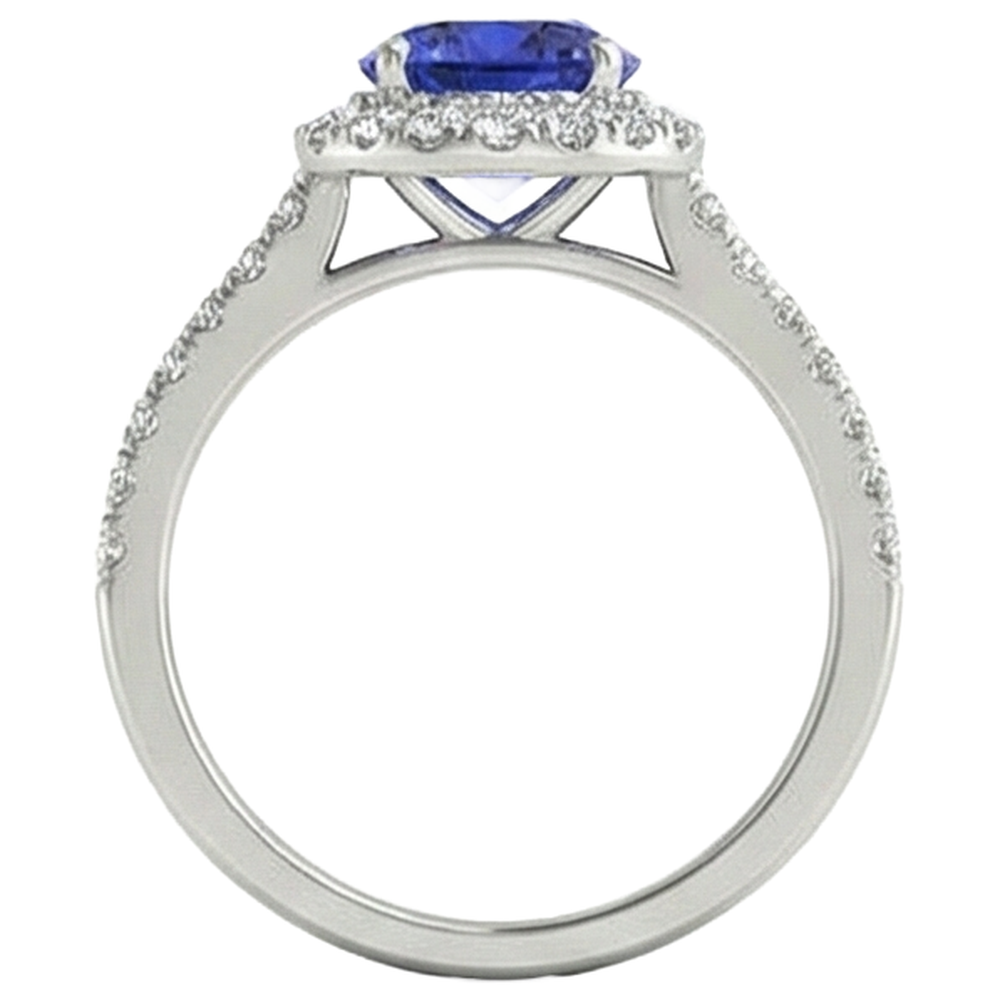 natural round tanzanite 6.75ct ring with diamond accents