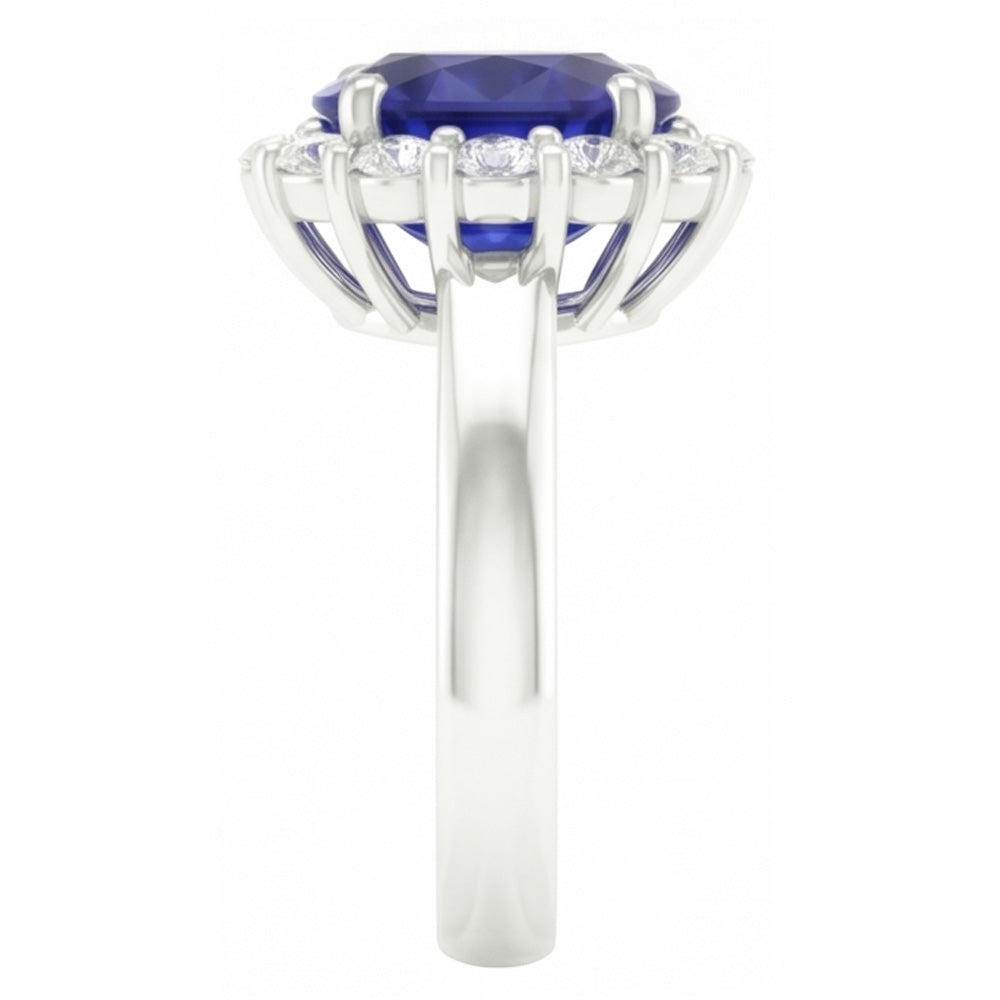 Round Cut 2.50 Ct Sri Lankan Sapphire And Natural Earth Mined Diamond ( Not Lab Grown ) s Ring White Gold 14K
