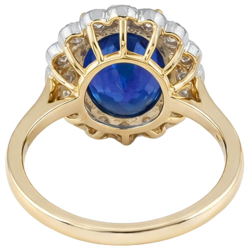 Round Cut 5.75 Carats Tanzanite With Natural Earth Mined Diamond ( Not Lab Grown )s Ring Two Tone 14K