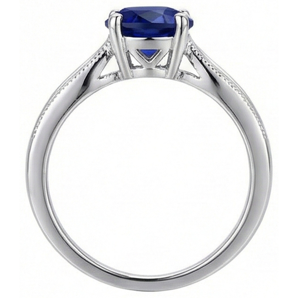 natural round sapphire 1ct ring profile view