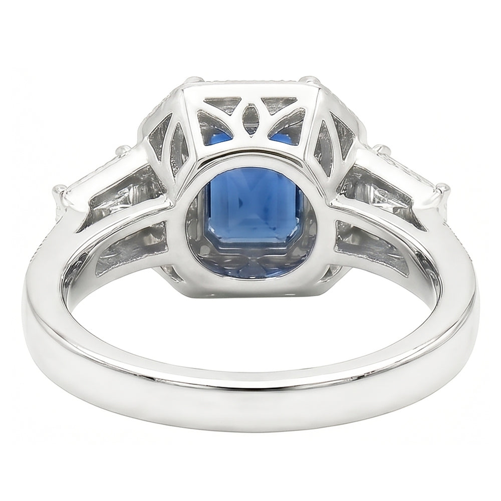 natural round sapphire 3ct ring profile view