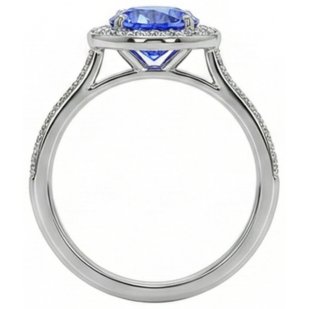 natural round sapphire 4ct ring three quarter angle