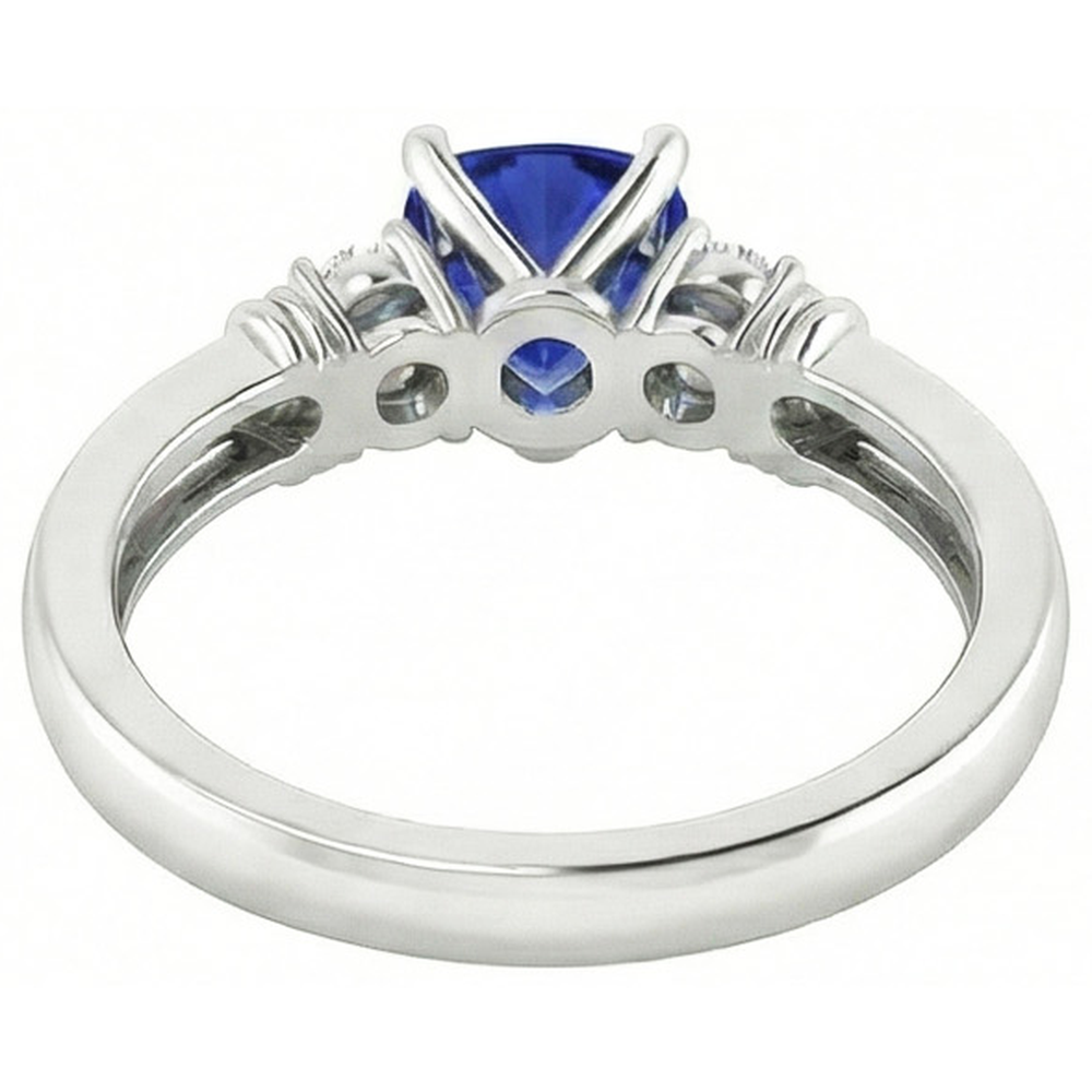 natural round sapphire 1.75ct ring profile view