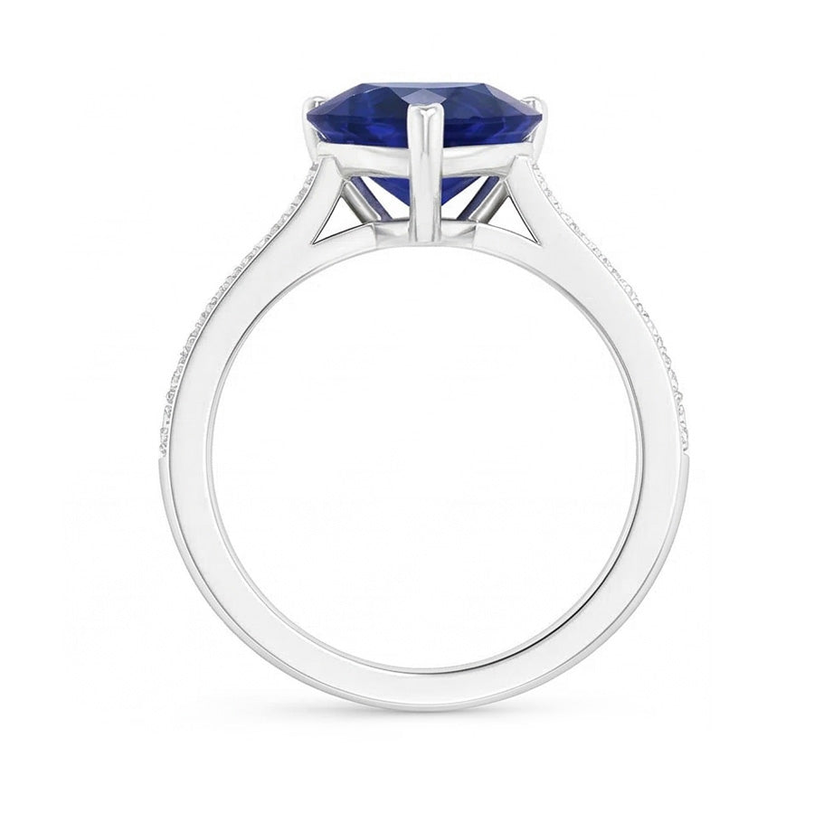 natural round sapphire 4ct band on white background