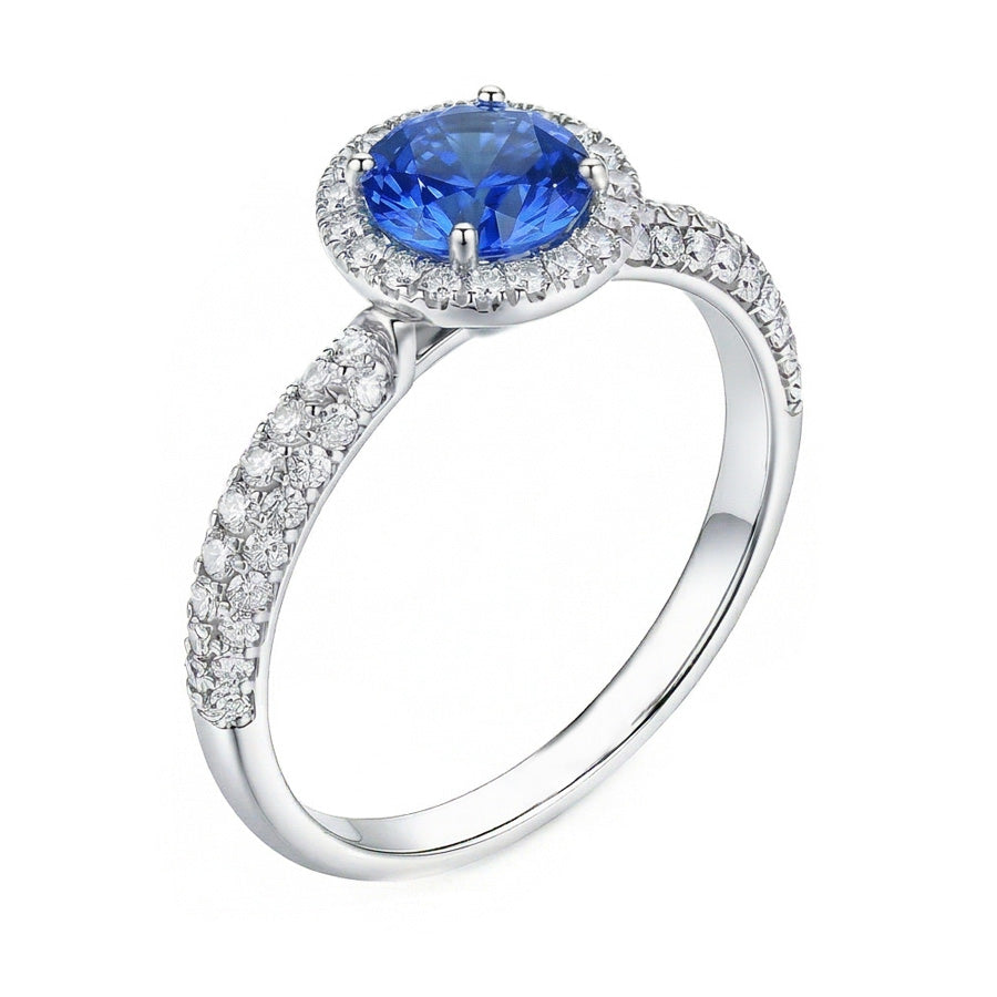 natural round sapphire 3ct ring top view