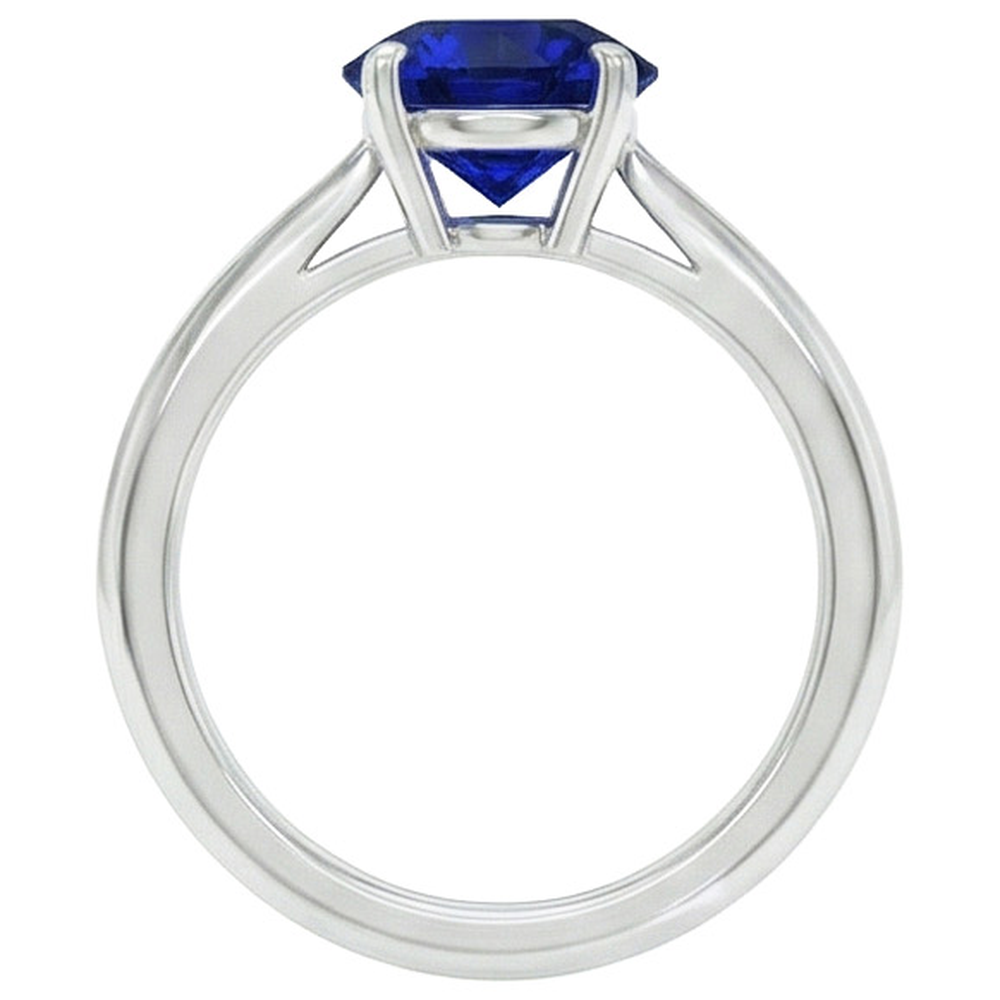 natural round sapphire 4ct ring profile view