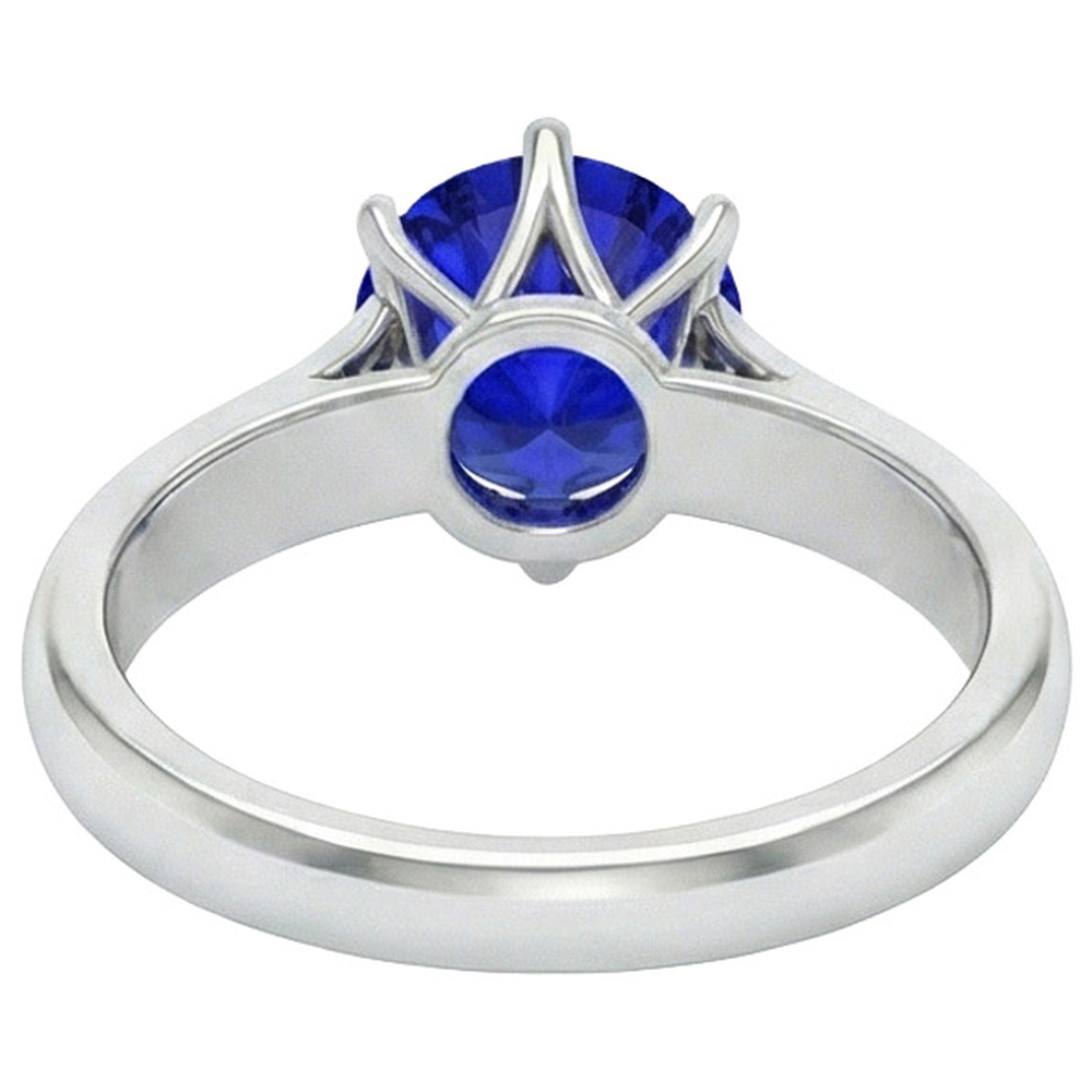 Round Solitaire Ring Sri Lankan Sapphire 2 Carats White Gold 14K