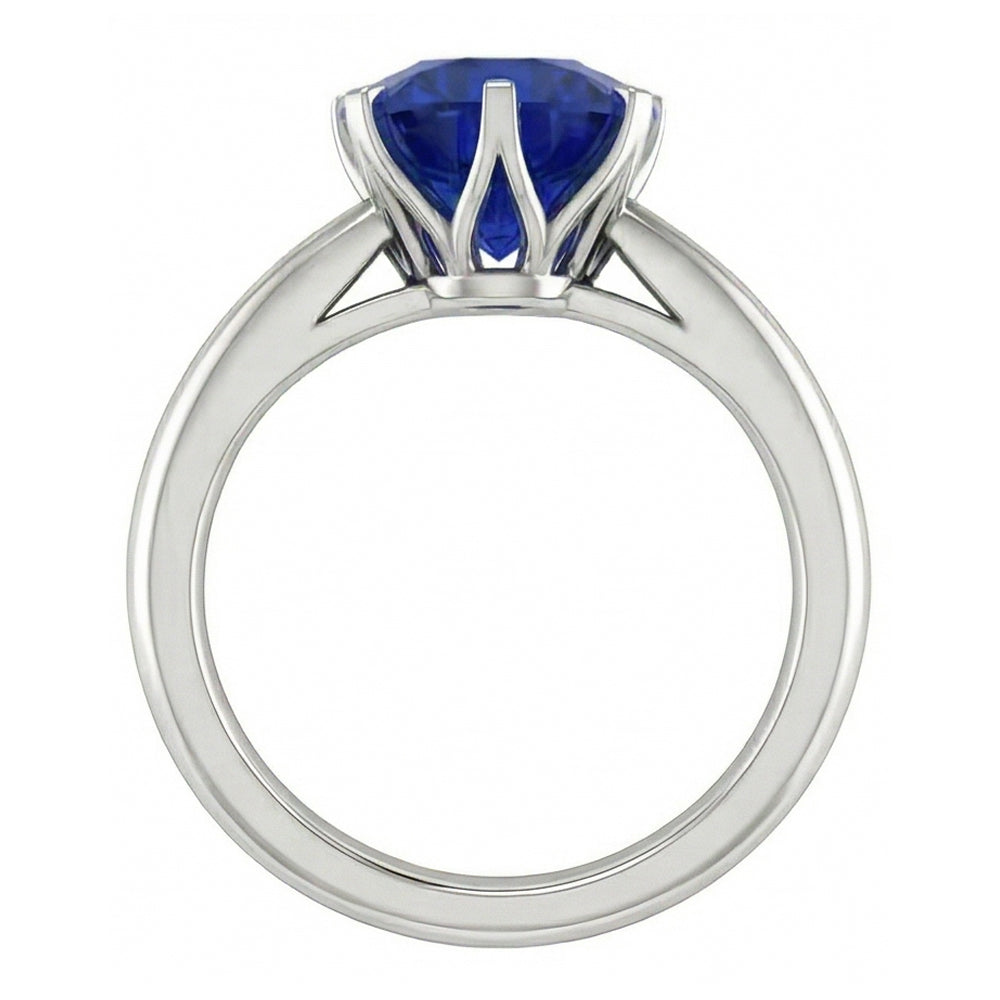 Round Solitaire Sapphire Mens Ring 3 Carats White Gold Jewelry