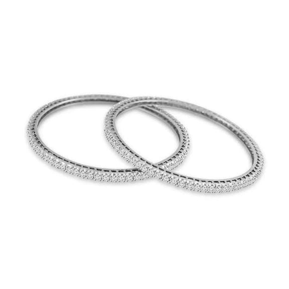 Round 4 Carats Natural Diamond Ladies Bangle Jewelry White Gold 14K